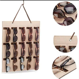 Beige & Brown Wall Hanging Sunglasses Glasses Organizer - Brand New